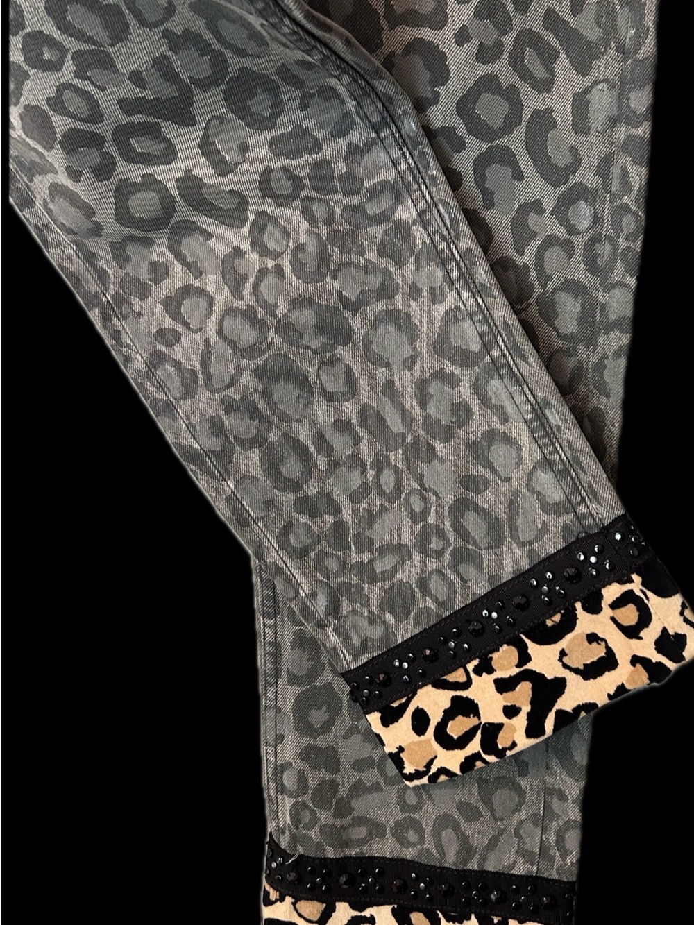 Marc By Marc Jacobs Gray Leopard Print Jeans with Black Studs